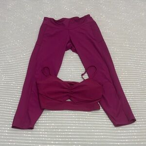 Women's Purple Athletic Leggings & Sports Bra